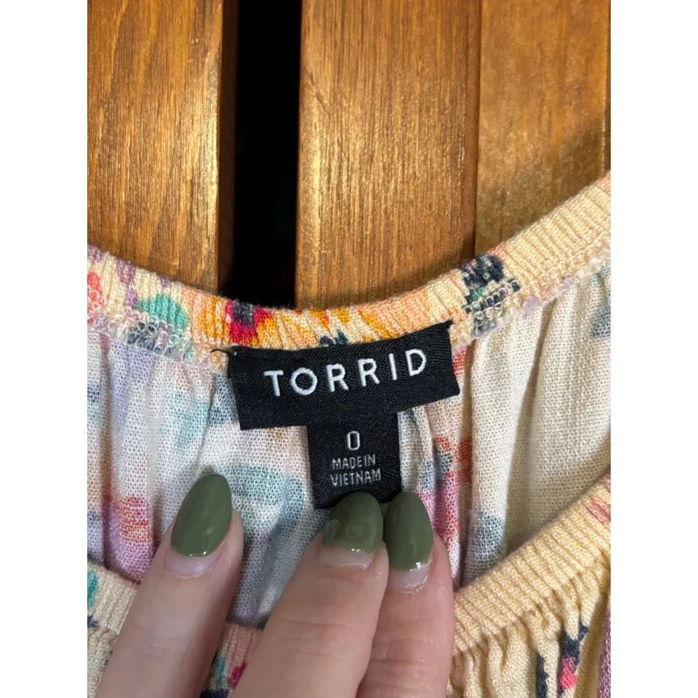 Torrid Mini Dress Floral Smocked Flowy Stretch Rayon Blend Multicolor Women's 0 - Picture 9 of 9
